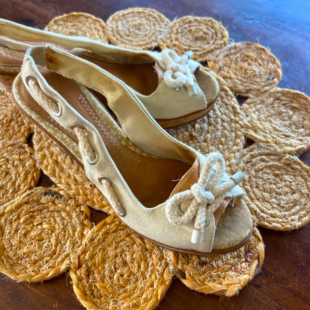 SPERRY Top-Sider Southport Cork Wedge Slingback Boat Sandals Sz 7M